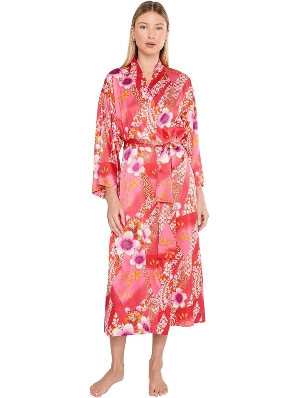 Natori Magnolia Printed Satin Robe